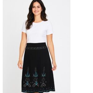 DRESS BARN BLACK SKIRT WITH TURQUOISE  BEADING Y2K MIDI 16 whimsy goth witch